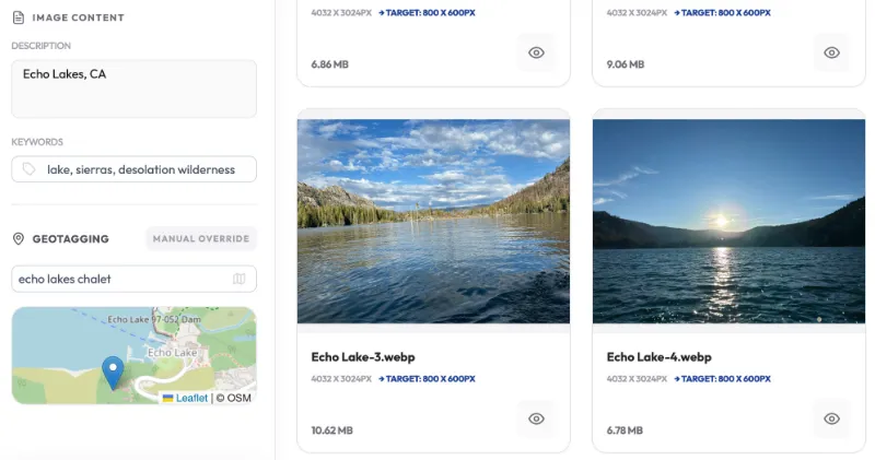 Echo Lake scenic view with mountains and sky