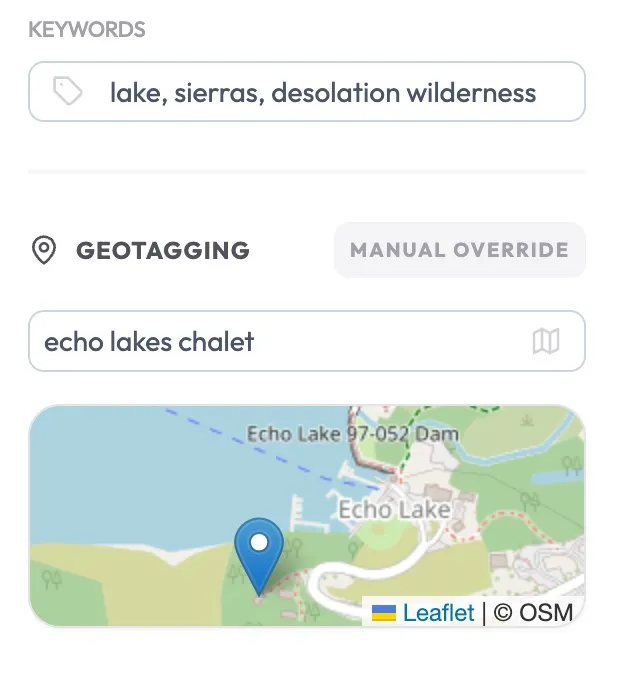 Map showing Echo Lakes Chalet location.